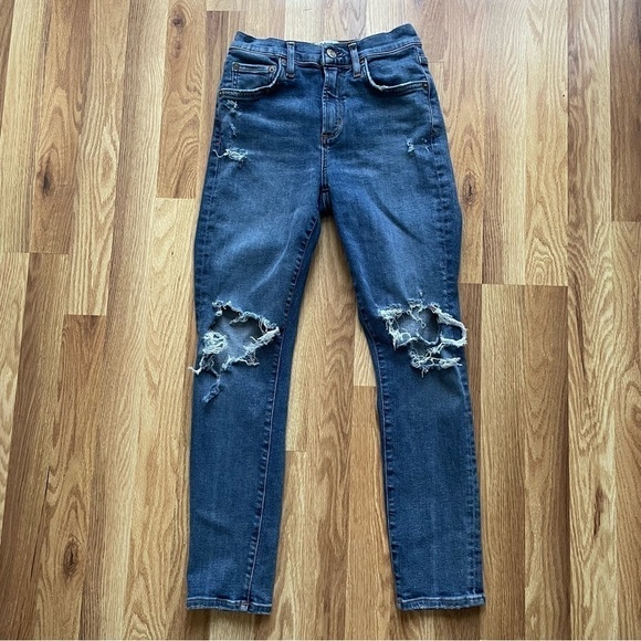 AGOLDE Women’s Sophie High Rise Skinny Distressed Ankle Crop Denim Jeans 25 - Picture 4 of 15